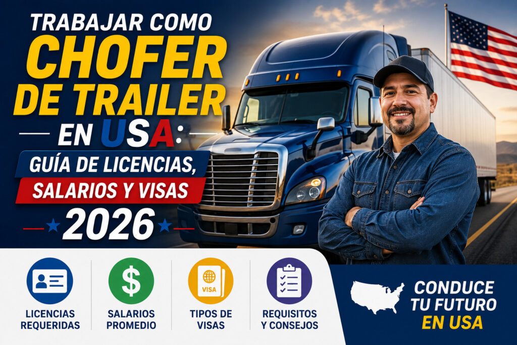 Trabajar como Chofer de Trailer en USA: Guía de Licencias, Salarios y Visas 2026