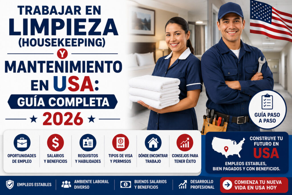 Trabajar en Limpieza (Housekeeping) y Mantenimiento en USA_ Guía Completa 2026